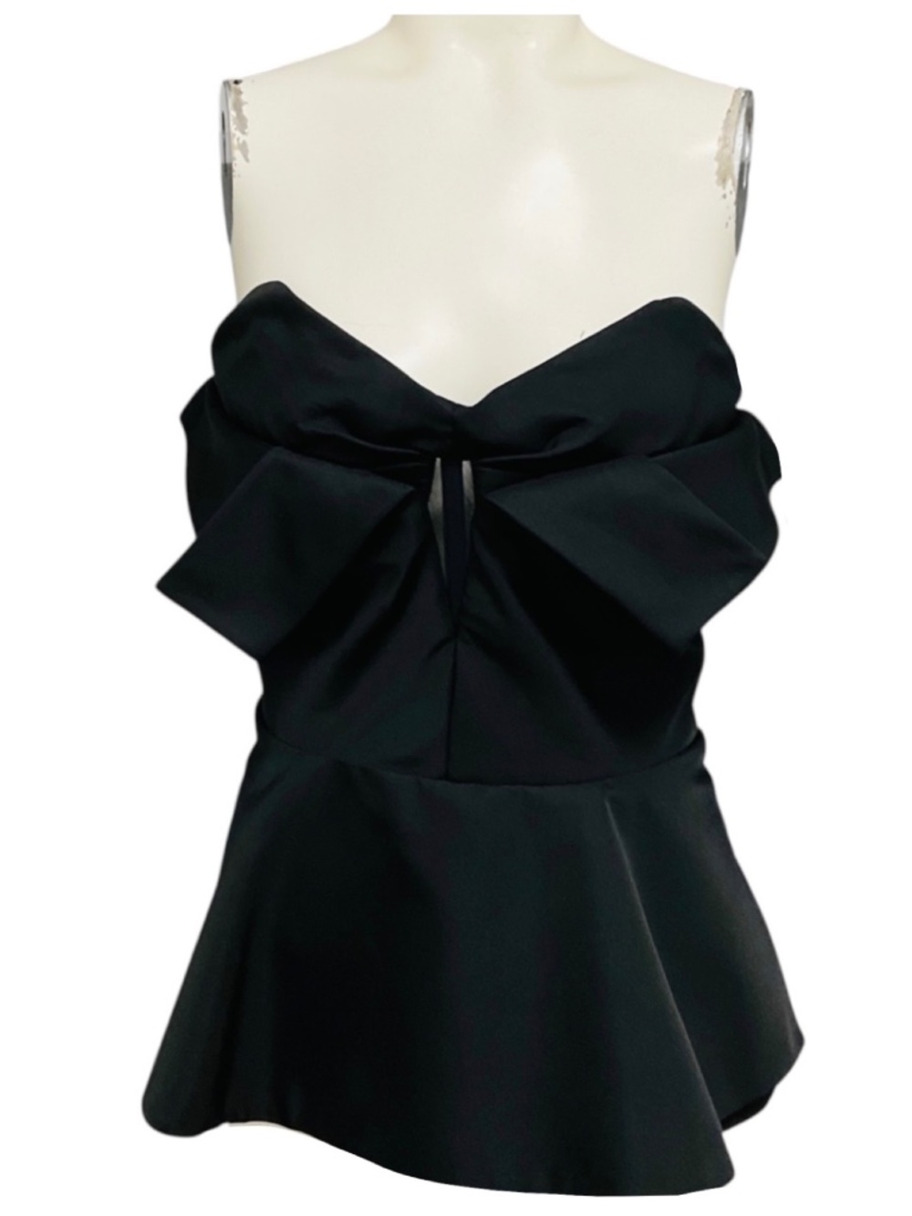 MCQUEEN BLACK STRAPLESS ZIP BACK CORSET TOP